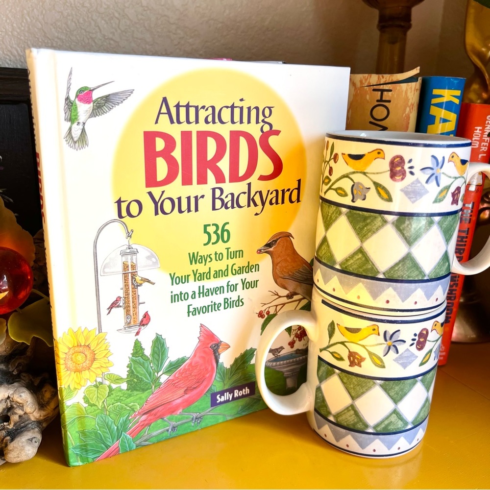 Vintage Coventry Bird Mugs and Hardcover Attracting Birds Book Set of 3 - Picture 2 of 9